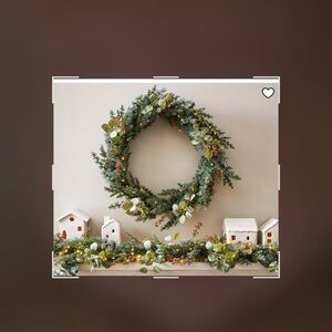NWT Pottery Barn Green and Gold Holiday Wreath lighted  33” diameter